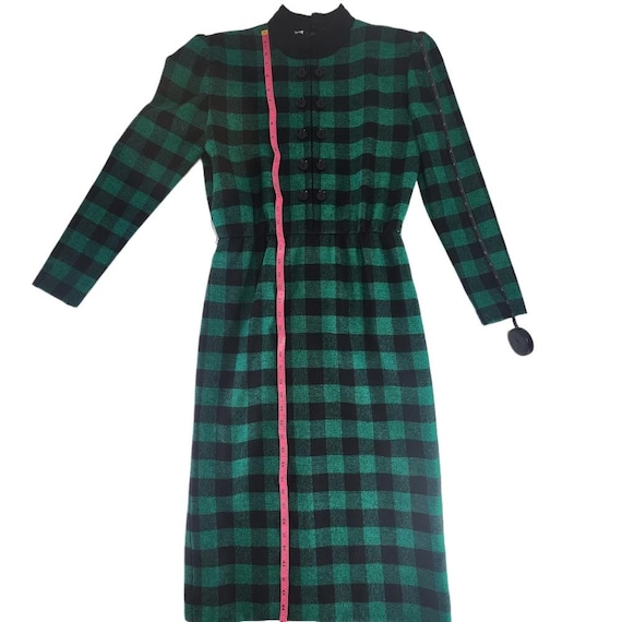 green buffalo check dress Givenchy. Vintage, & Black Wool Long-sleeve Dress. 4/6 1.11.24
