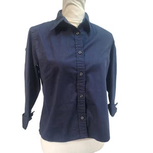 Lauren, Ralph Lauren. Navy Blue, 3/4 Length sleeves Button Down Shirt. Size: PM