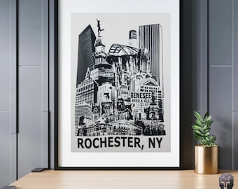 Celebrate Rochester: Rochester, NY Skyline Poster (Black on White, 13 x 19")