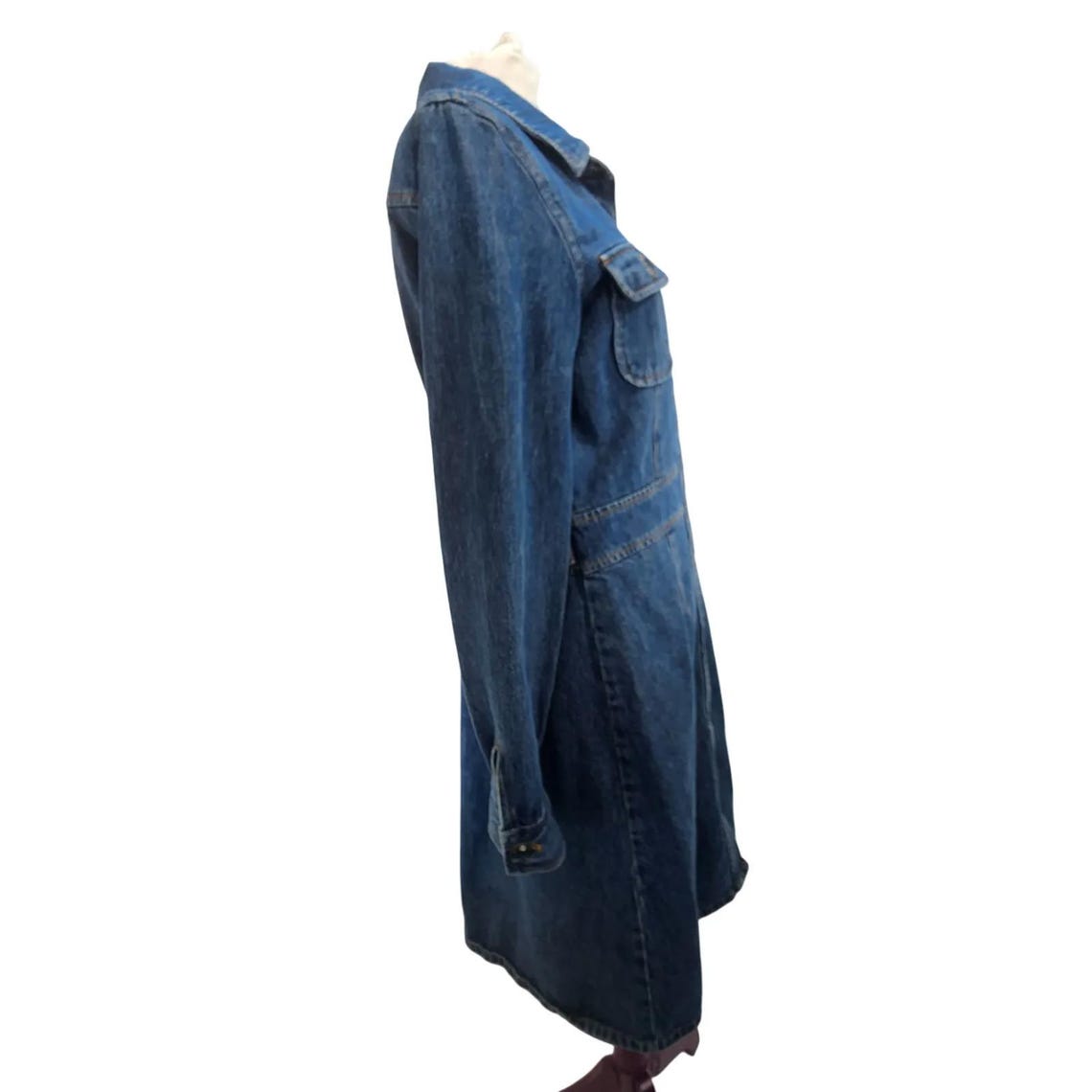 NWT DKNY JEANS Denim Button Down Maxi Jacket Dress Size M, photo 4 of 5