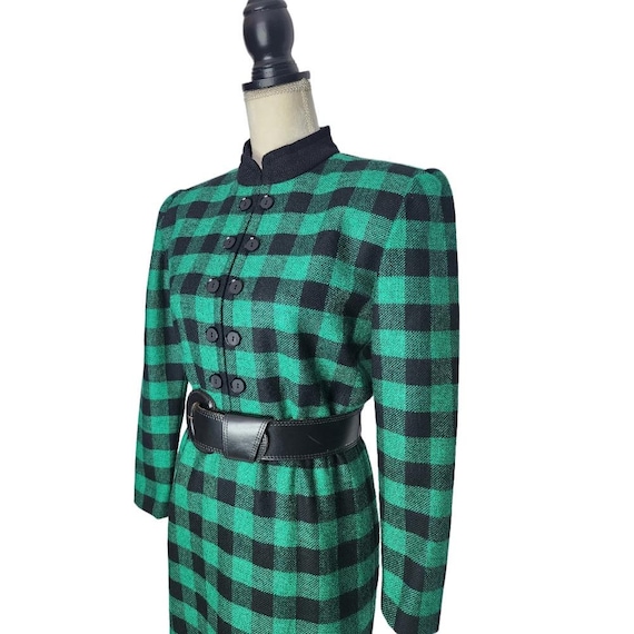green buffalo check dress Givenchy. Vintage, & Black Wool Long-sleeve Dress. 4/6 Tartan