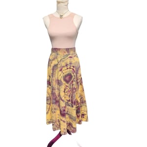 Upcycled Vintage Tie-Dyed Cotton Skirt: Hand Dyed A-Line Midi