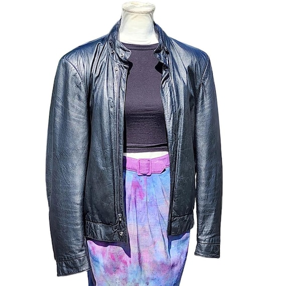 Cellini Collection | Vintage Black Leather Bomber Motorcycle