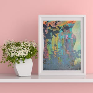 Floral Abstract Monoprint Poster: Colorful Mixed Media Art (6x9&quot;)