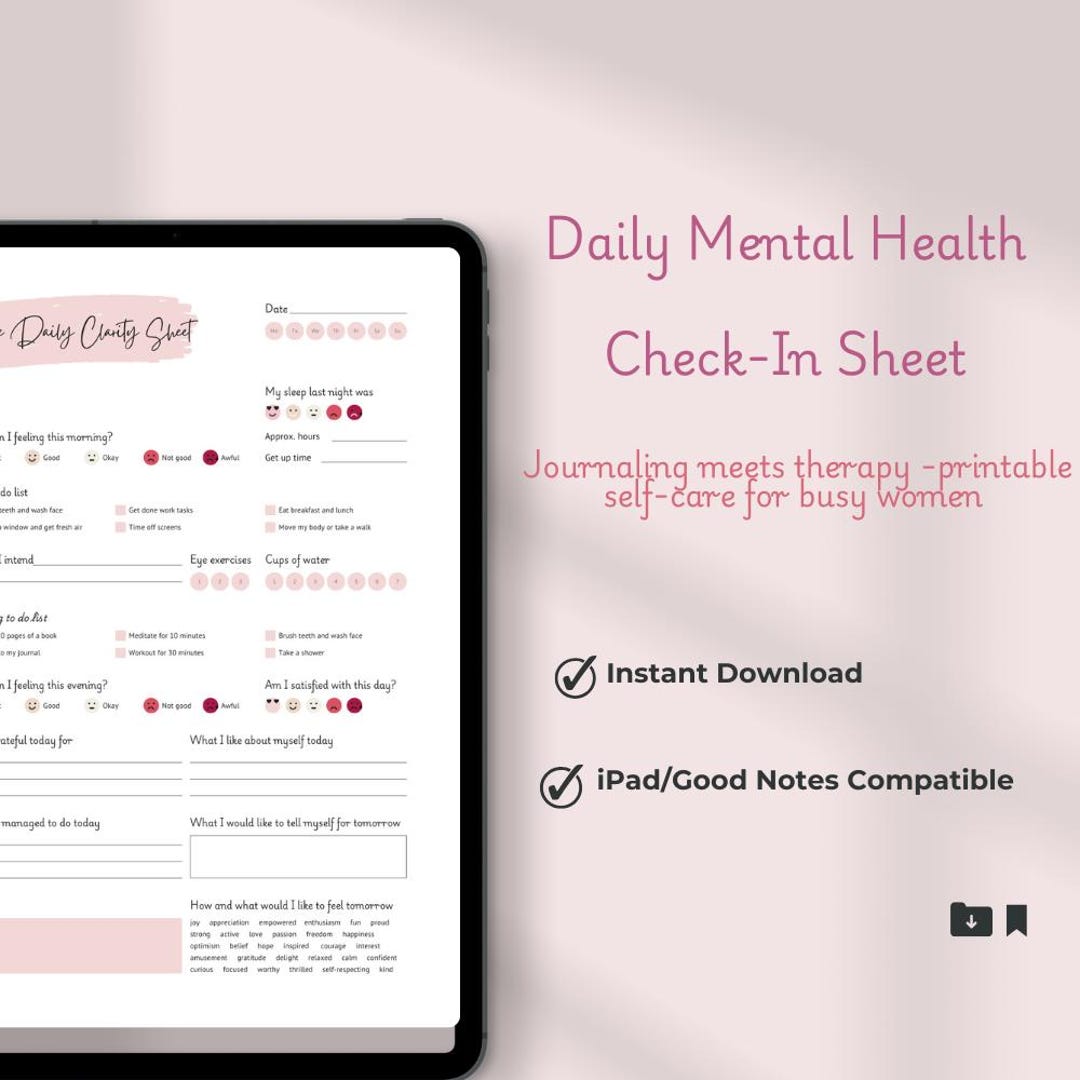 Printable Self-care Journal PDF for Women Daily Mental Health Tracker ...