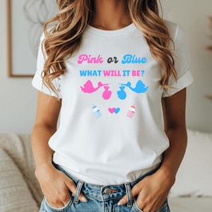 T-shirt révélateur de genre : rose ou bleu - T-shirt de grossesse pour baby shower