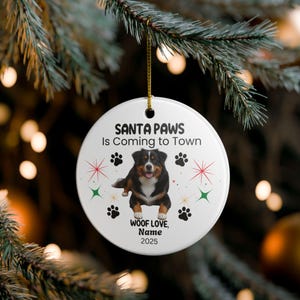 Ornamento personalizzato con nome del cane da montagna bernese: decorazione natalizia in ceramica