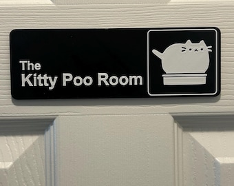 Letrero para la oficina: "Habitación de la caca del gatito" - Letrero hilarante para gatos - Letrero para la habitación de la caja de arena - Regalo gracioso para amantes de los gatos