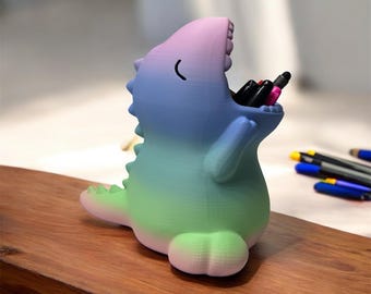 Cute Dinosaur Pen Holder - Desktop Organization - Desk Trash Can - Fun office organizer