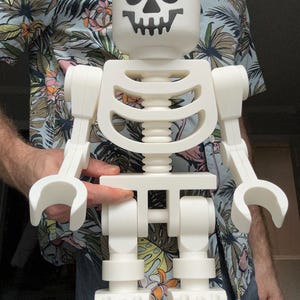Jätteskelett i tegelstensstil, Halloweendekor, piratskelett, stor tegelstensminifigur, anpassad piratminifigur, MOC, 3D-tryckt tegelstensfigur