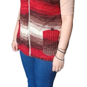 Hand-Knitted Wool Vest – Earthy Tones Boho Knitwear – Cozy Handmade Women’s Clothing