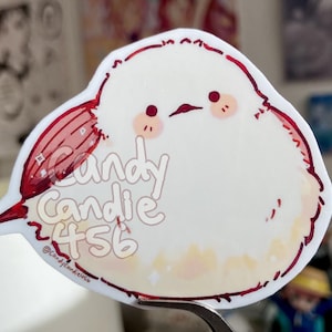 Niedlicher Shima Enaga weißer japanischer Schnee Vogel glänzender Vinyl Aufkleber