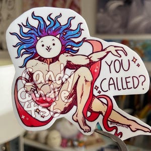 Glanzende vinylsticker Cat God Battle Cats