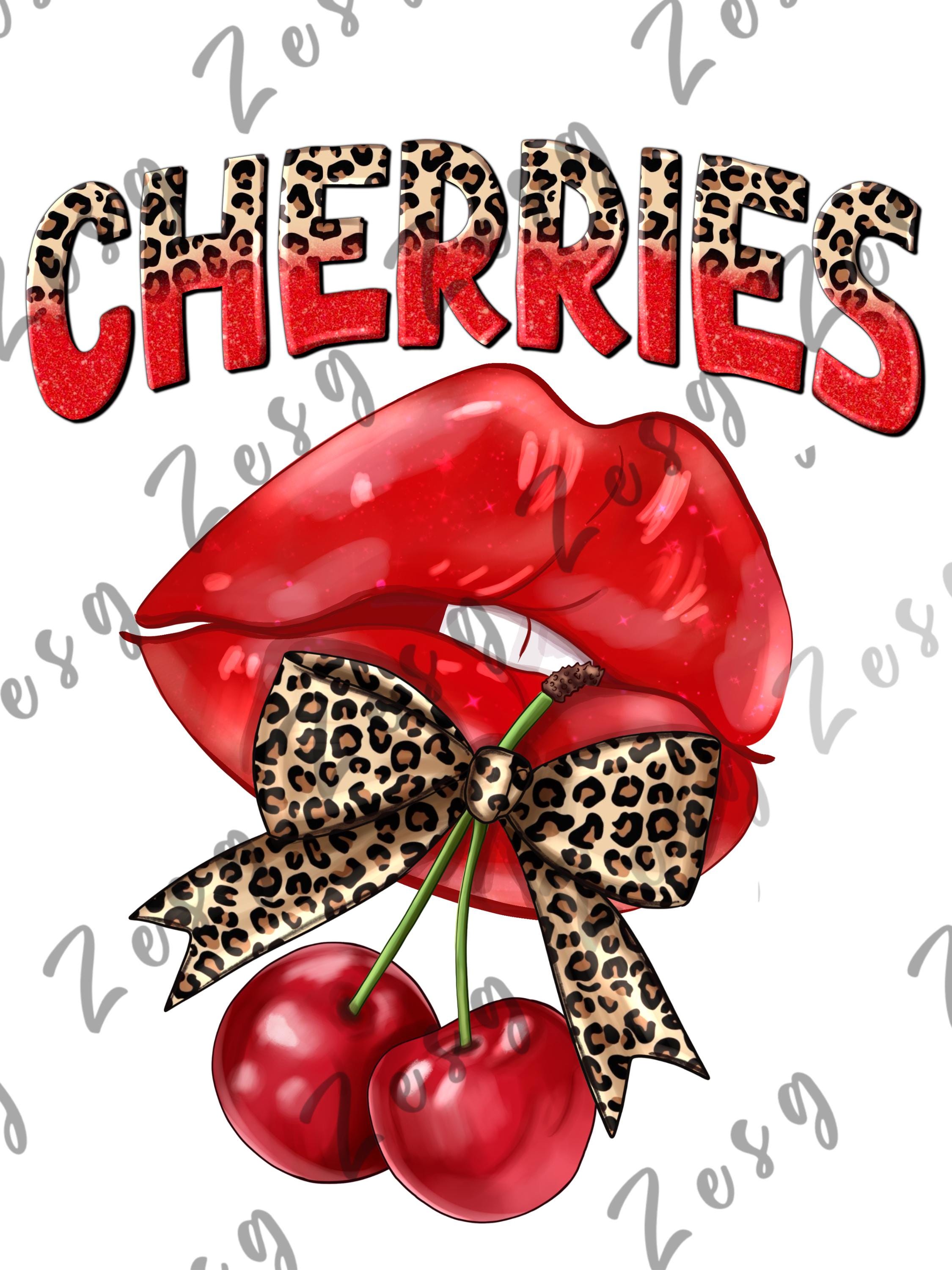 Cherry Lips Cilipart- Leopard Bow Kiss PNG -retro Pop Art