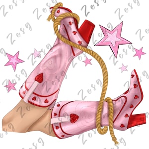 Valentine Cowgirl Clipart - Yeehaw Western Love Boots Sublimation