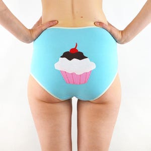 High Rise Panties with Cup Cake Motif | Unique Blue lingerie