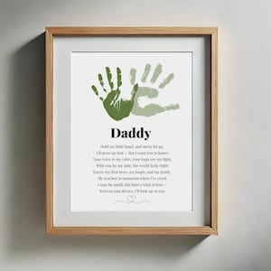 Afdrukbaar handafdrukgedicht voor papa – Vaderdagmuurkunst met gedicht | DIY-handafdrukcadeau van kinderen | Direct downloaden