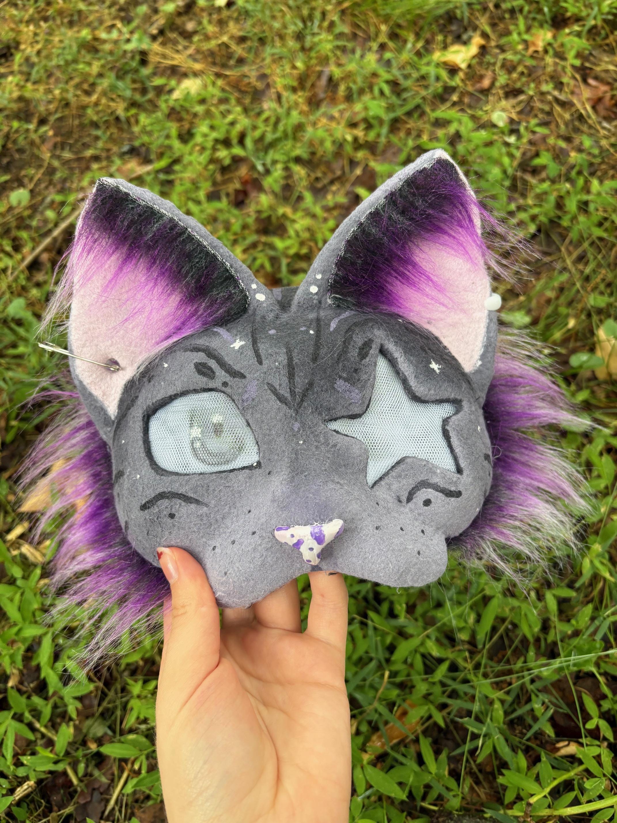 Otherhearted Cat Therian Mask || Star Eyes || Purple Cat || Quadrobics Otherkin ...