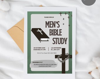 Men’s Bible Study Invitation | Editable Canva Template