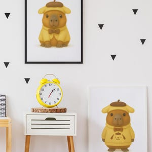 Yellow Capybara Art – 2 Printable Wall Decor Prints, Digital Download