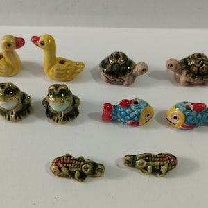 10 Tiny Peruvian Ceramic Animal Bead Clay Pairs Mixed Model Handmade Miniature Peruvian Ceramic Animal Bead. New Art Peru *Choose your set*