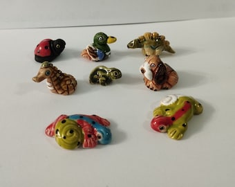 Mini 1 Peruvian Ceramic Animal Clay  Handpainted Handmade Miniature Figurine Animal New Art Peru *Choose your mini animal Collectibles