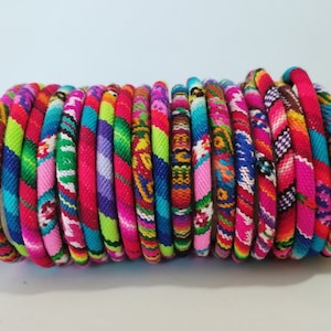 Set 5 pulsera peruana brazalete peruano manta tela hecha a mano arte étnico Perú