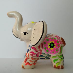Arte Elefante Peruano 3 6/8" Figura Cerámica Arcilla Hecho a mano Coleccionable Nuevo Arte Perú