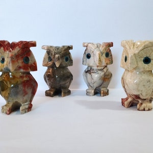 Peruvian Owl Carved Soapstone Gemstone Figurine Owl Carving Hand Carved Handmade Collectable New Art Peru Choose your Owl