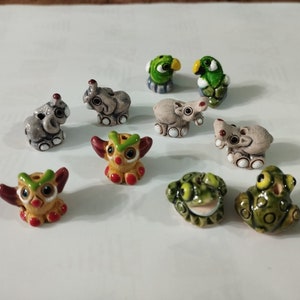 10 Tiny Peruvian Ceramic Animal Bead Clay Pairs Mixed Model Handmade Miniature Peruvian Ceramic Animal Bead. New Art Peru *Choose your set*