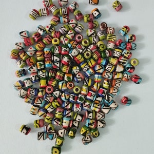 10 Ceramic Tube Bead 7mm *Peruvian Geometric Design*  New Art Peru Handmade & Handpainted Peruvian Ceramic Tube Bead