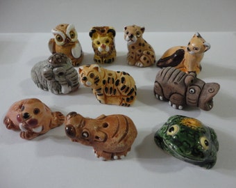 10 Large Animal Peruvian Ceramic Bead Clay Mixed Model Handmade New Art Peru