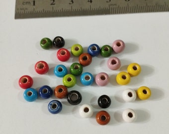 20 Ceramic Donut Bead 7mm spacer *You choose the color* New Art Peru Handmade & Handpainted Peruvian Ceramic Ball Bead