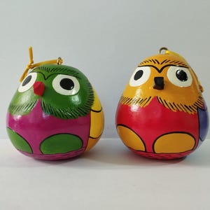 Owl Peruvian Gourd Ornament Christmas Tree Fine Handmade Handpainted Folck Art Peru Choose your Ornament ***Perfect gift for Christmas***