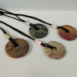 Peruvian Necklace Pendant Donut  Soapstone Handmade Ethnic Folck Art Peru