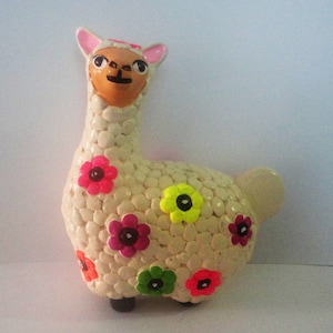 Art Peruvian  Llama Figurine Ceramic Clay Handmade Handpainted Collectable New Art Peru
