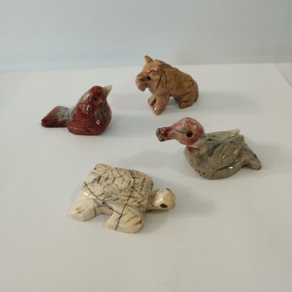 Mini animal péruvien sculpture stéatite pierre précieuse figurine sculptée à la main à collectionner nouvel art Pérou Choisissez votre pierre animale sculptée