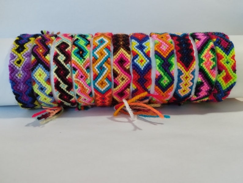 Peruvian Wool Friendship Bracelet x5 x10 x15 x20 x25 Handmade Ethnic Mixed Models New Folck Art Peru image 3