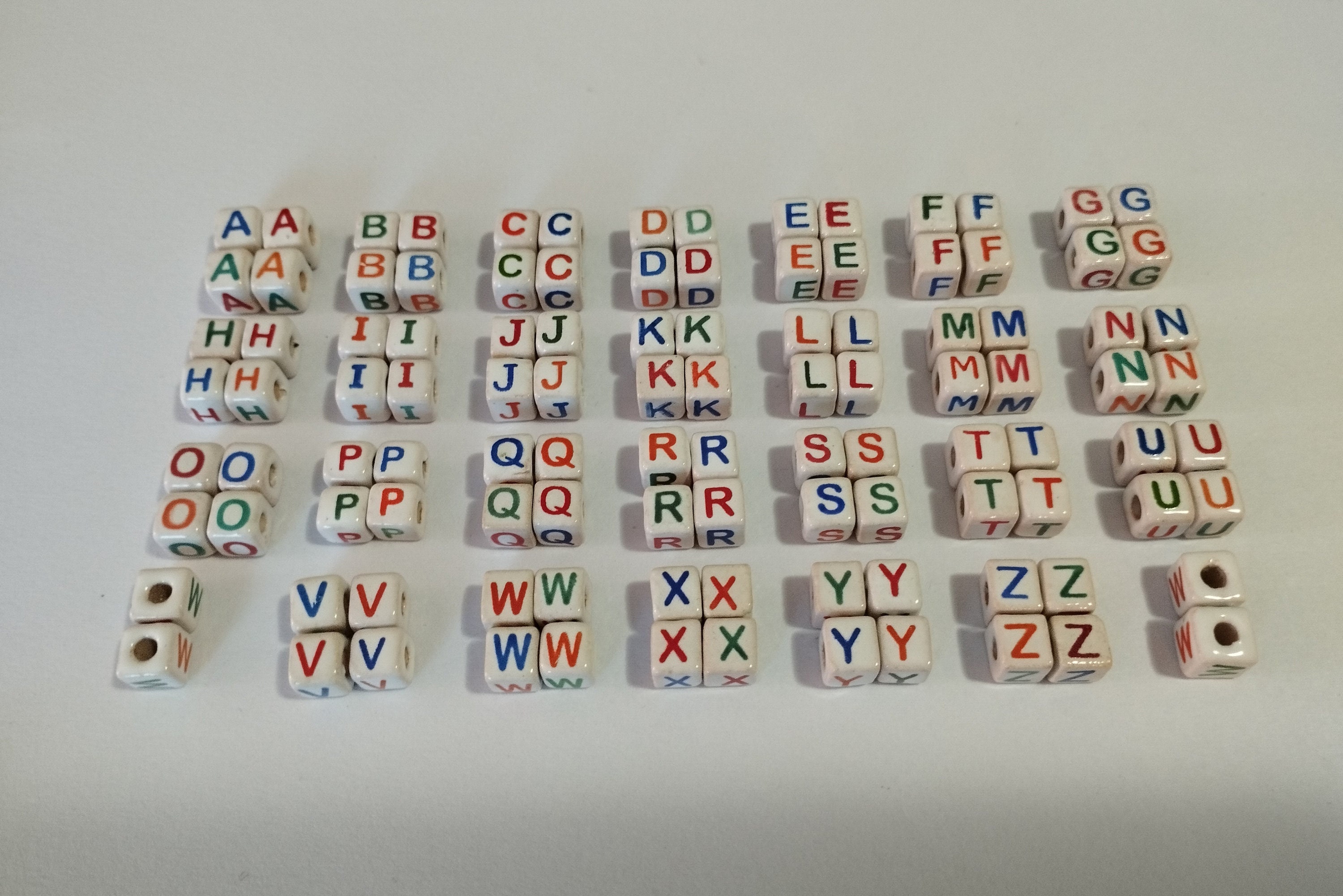 100 Peruvian Ceramic Letter Bead Cube 7mm Alphabet Name Initial Words You  choose