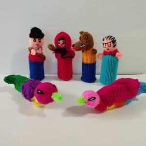 Little Red Riding Hood 6 Wool Finger Puppet Toy Collectable Handmade New Peru - Peruvian Finger Puppets