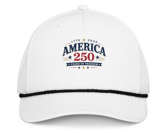 America 250 Rope Cap, 1776–2026 Patriotic Hat, USA 250th Anniversary Snapback, Vintage 4th of July Trucker Cap