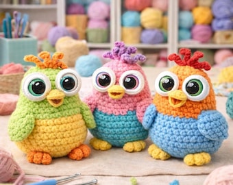 Crochet Hen Pattern PDF | Amigurumi Chicken Trio | Cute Crochet Bird Toy | Beginner Friendly Plush Pattern | Crochet Gift