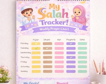 Salah Prayer Tracker | Islamic Habit Checklist, Ramadan Planner (Printable PDF & Canva Template)