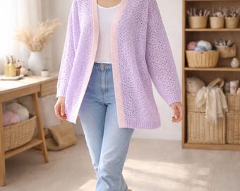 Cardigan Crochet Pattern PDF | Easy Granny Stitch Sweater | Beginner-Friendly Lavender Meadow Boho Design | Instant Download Digital Pattern
