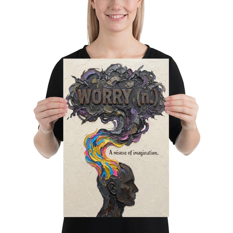 Witty Psychology Impasto Vertical Poster, Overthinker Quote Print ...
