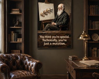 Funny Charles Darwin Poster, Evolution Biology Humor, Sarcastic Science Teacher Gift