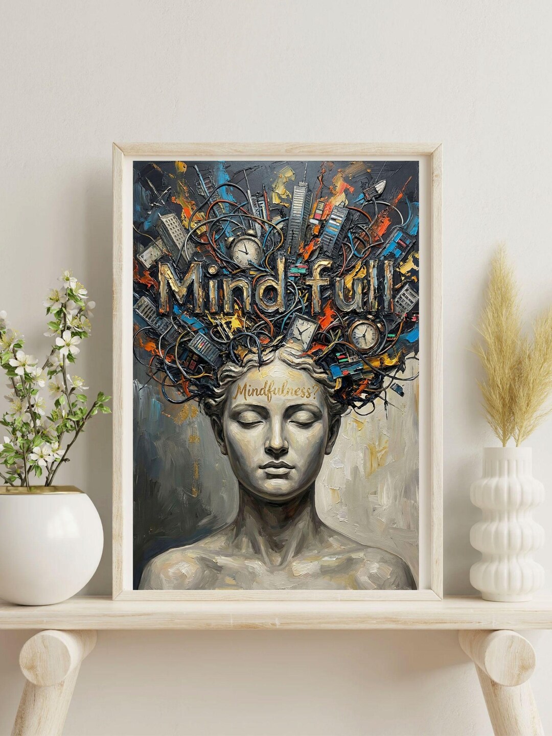 Adhd Overthinking Surreal Mental Health Vertical Poster, ADHD Overthinking Impasto Print ...