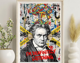 Beethoven Poster, Musik zimmer Dekor, Klavier Lehrer Geschenk, Klassische Musik Humor, Graffiti Kunstdruck, Orchester Dirigent Geschenk, Kompositiones