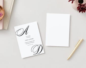 Minimalist Wedding Invitation Template: Black and White Modern Design (Digital Download)