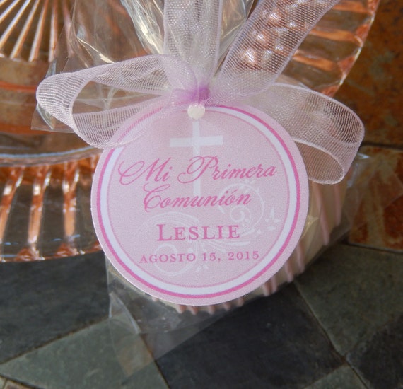 30 - Spanish custom First Communion small 1.5" Thank You Favor Tags - for your Cake Pops or Lollipop Favors - Oreo Cookie Favors Il_570xn